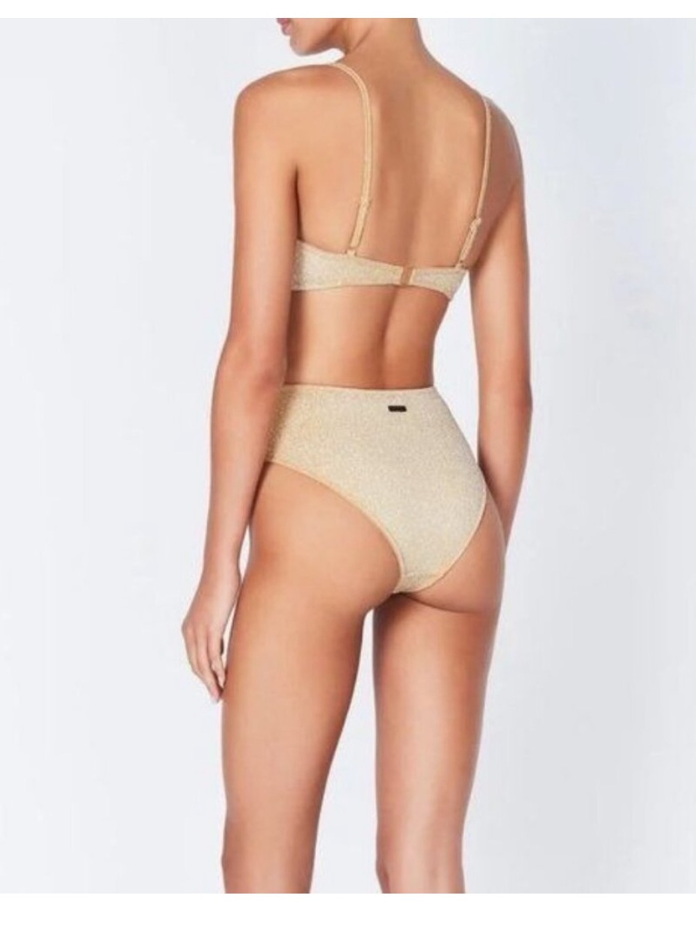 Triangl Gold Shimmer High-Cut Bikini Bottom sparkle glitter size small
